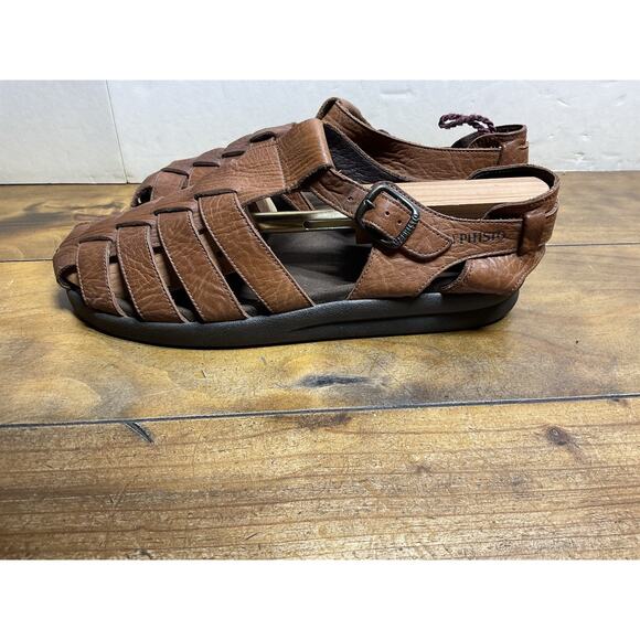 Mephisto Sam Fisherman Sandals Mens 44 US 10.5/11 Brown Leather Closed Toe Shoes - Picture 5 of 11